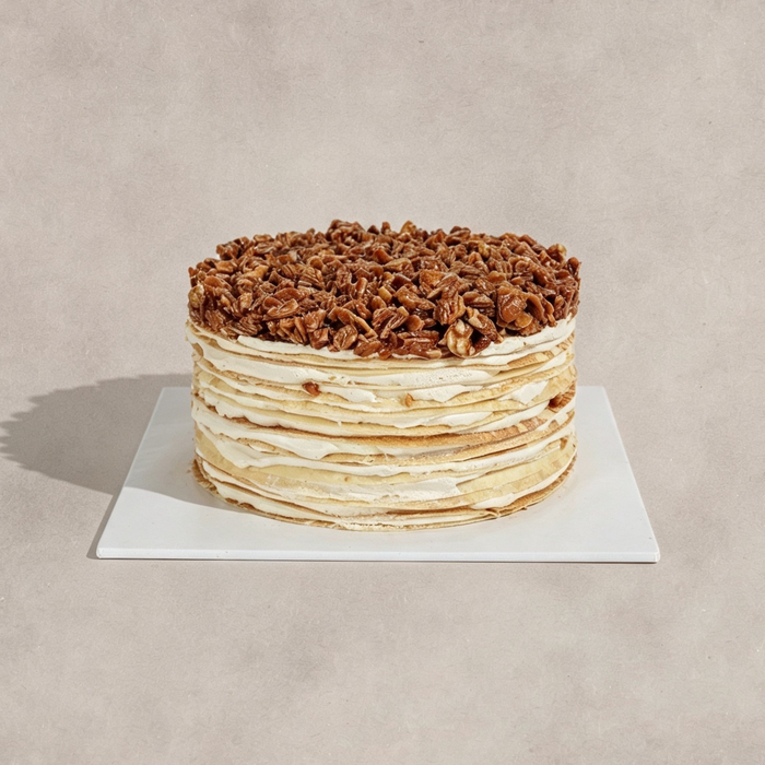 Almond Salted Caramel Mille Crepe Cake