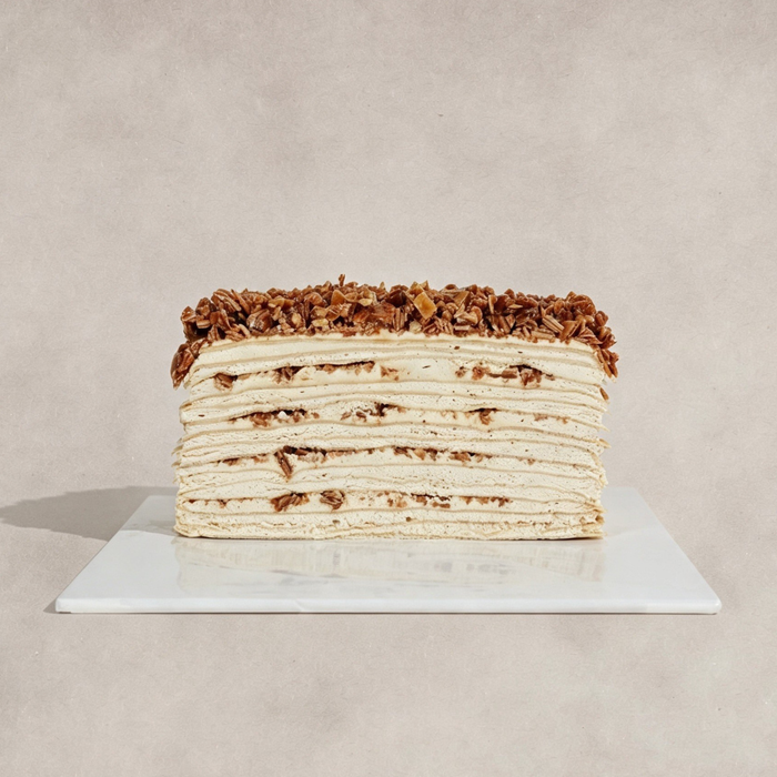 Almond Salted Caramel Mille Crepe Cake