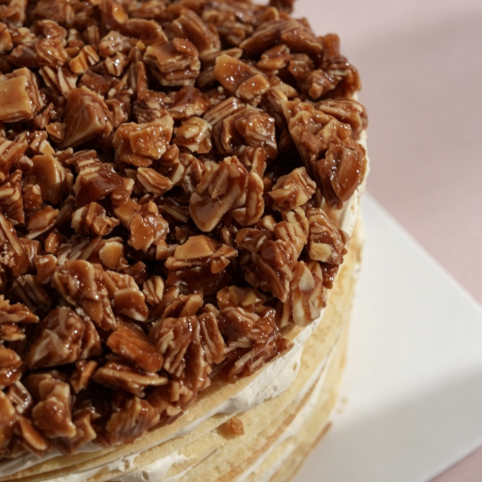 Almond Salted Caramel Mille Crepe Cake