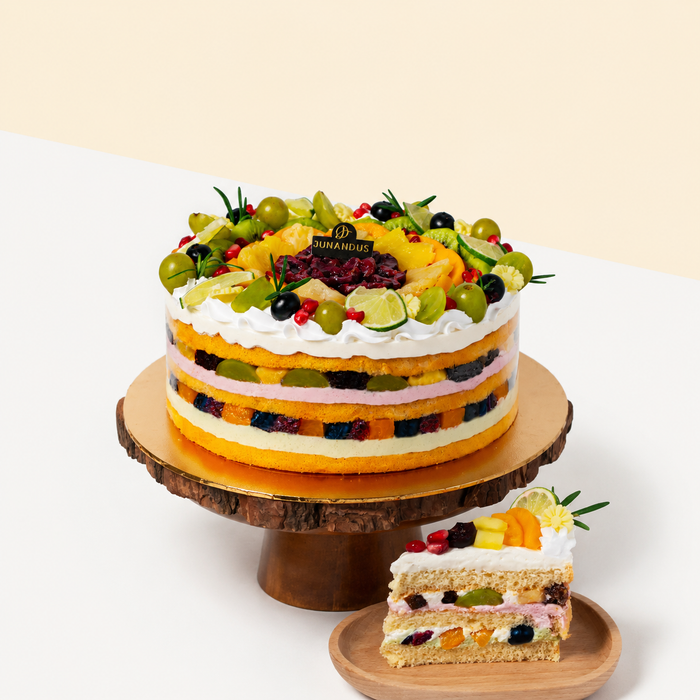 Rainbow Fruit Chantilly Chiffonge Cake