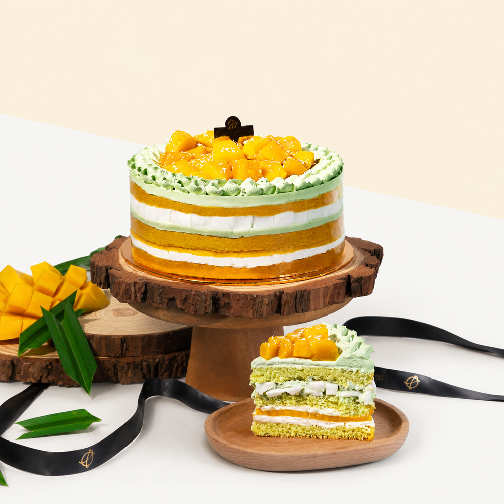 Pandan Coconut Mango Chiffonge Cake