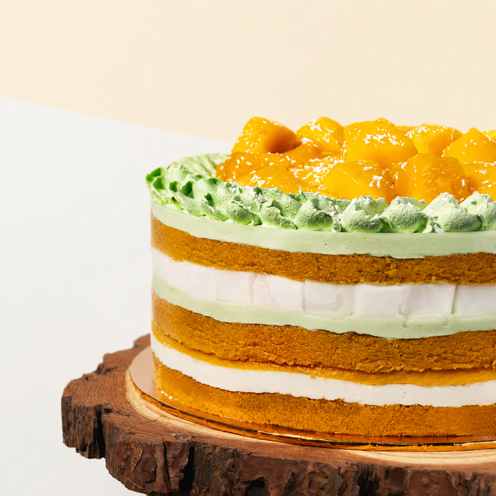 Pandan Coconut Mango Chiffonge Cake