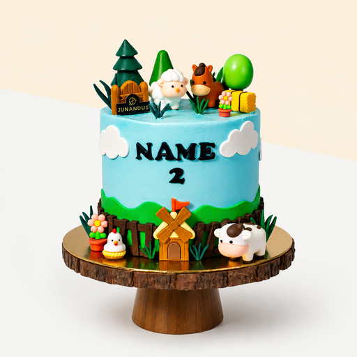 Old Macdonald Farm Theme Cake 6 inch
