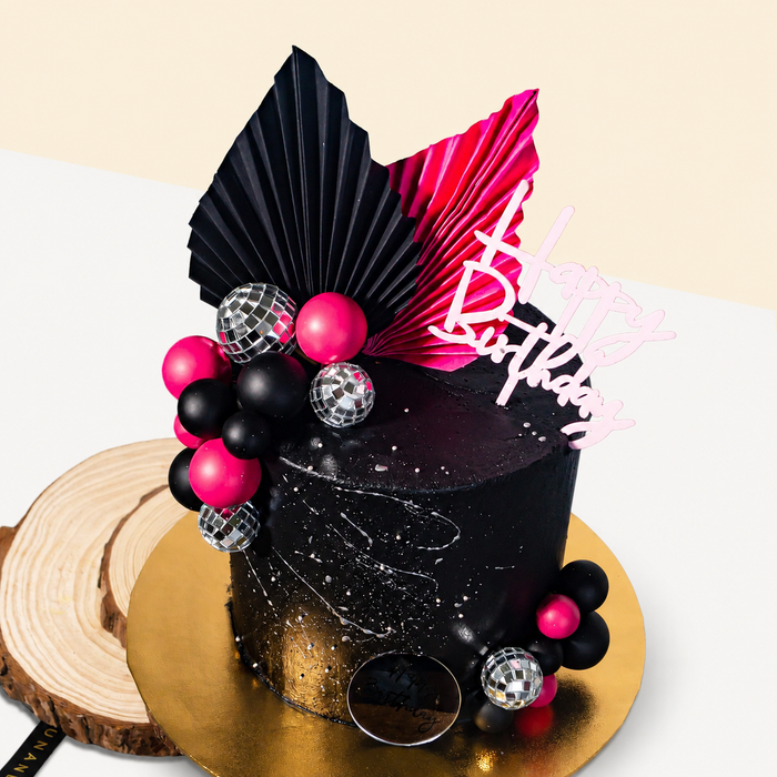 Black Pink Designer Cake 6 inch