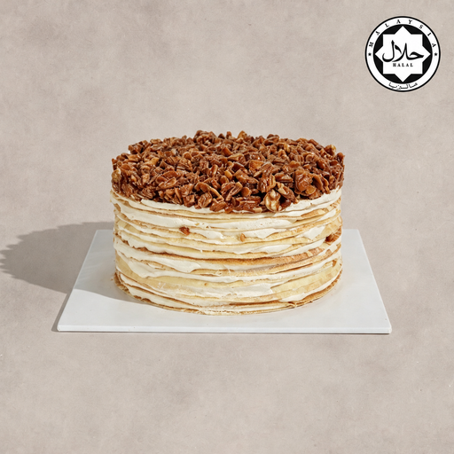 Almond Salted Caramel Mille Crepe Cake