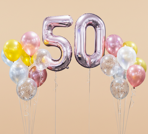 Deluxe Helium Balloons Bouquet with Foil Number Balloon 40"