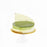 Matcha cheese cake with a white chocolate decoration