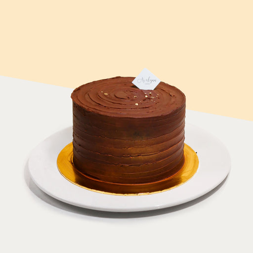 Chocolate cake lathered in dark chocolate ganache