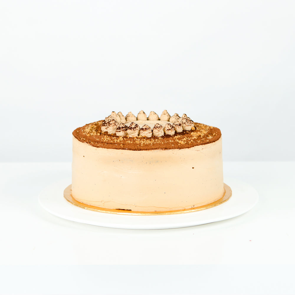 Moist chocolate cake with fresh bananas and coffee buttercream