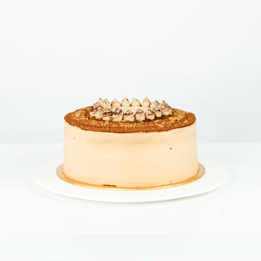 Moist chocolate cake with fresh bananas and coffee buttercream
