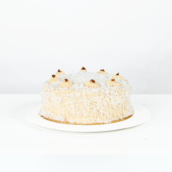 Gula Melaka Onde Onde cake, with natural blended Pandan sponge cake, and coconut flakes