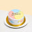 Korean minimalist pastel cream cake, with pink blue and yellow swipes