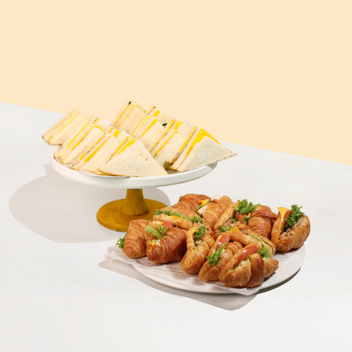 Sandwich snack box, with 12 sandwiches and 12 mini croissant sandwiches