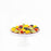 Tarts with smooth custard cream, topped with mangoes, peaches, strawberries and blueberries