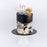Monochromatic fault-line cake with marble and black buttercream design