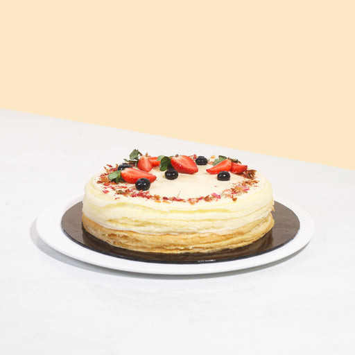 Greek Yogurt Vanilla Mille Crepe Cake 8 inch
