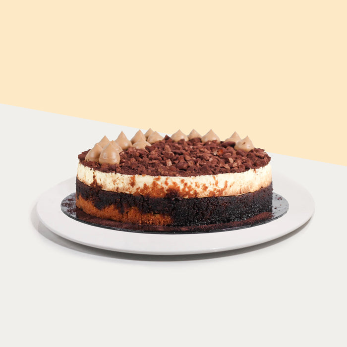 Gluten free coconut sponge slathered with mascarpone cheese and coffee buttercream