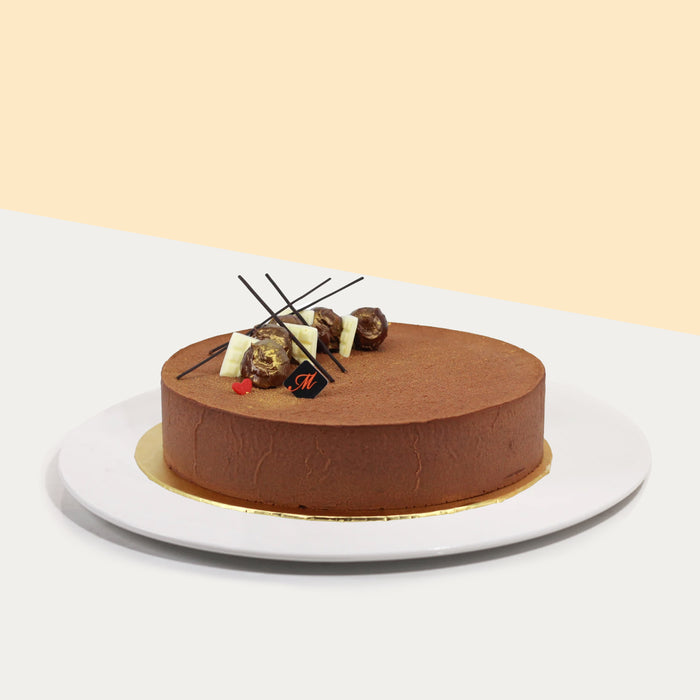 Chocolate cake made with dark chocolate couverture