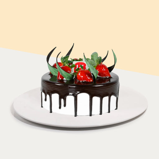 Black forest cake with chocolate sponge, with chocolate and black forest filling