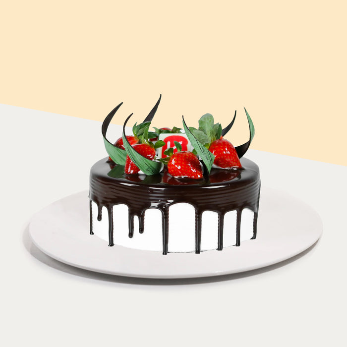 Black forest cake with chocolate sponge, with chocolate and black forest filling