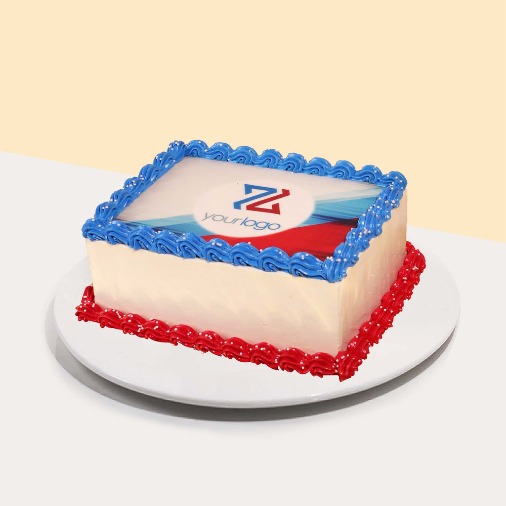 Rectangular edible image cake with customizable corporate logo