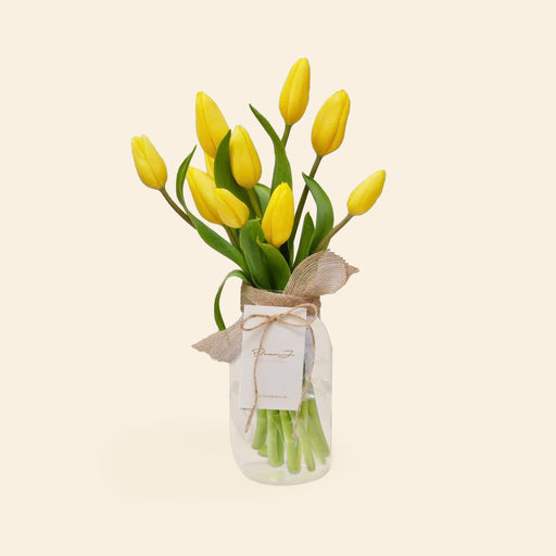 Yellow Tulip in Jar - Cake Together - Online Flower Delivery