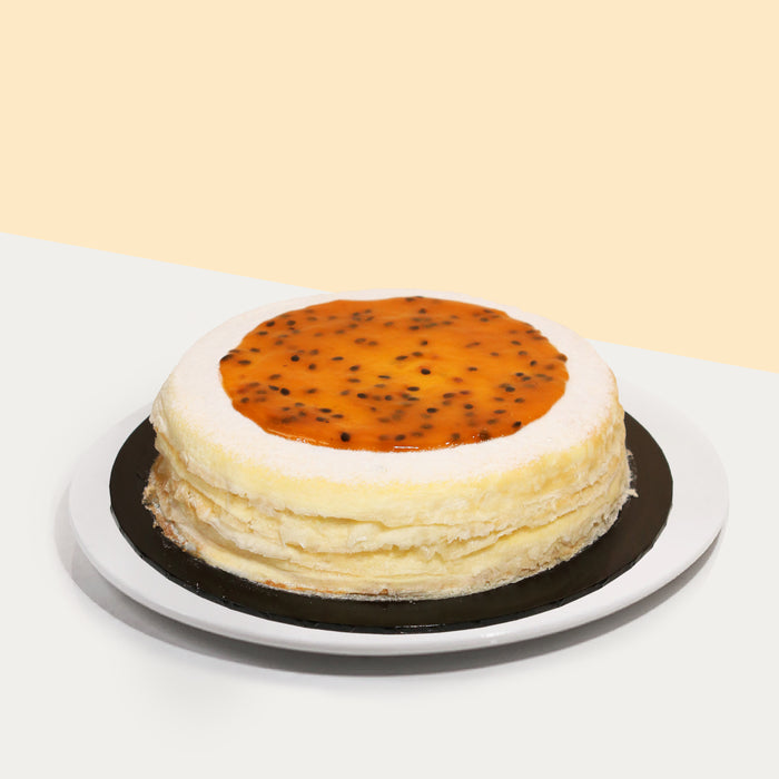 Passionfruit pistachio mille crepe
