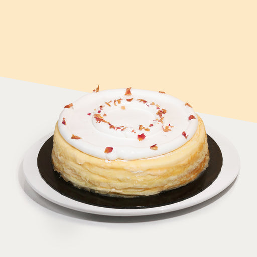 Lychee and rose mille crepe