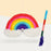 Rainbow pinata with a stick, filled with candy