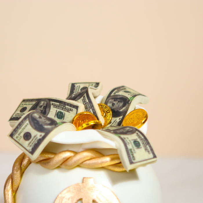 Money Bursting Knock Knock Money Bag Cake