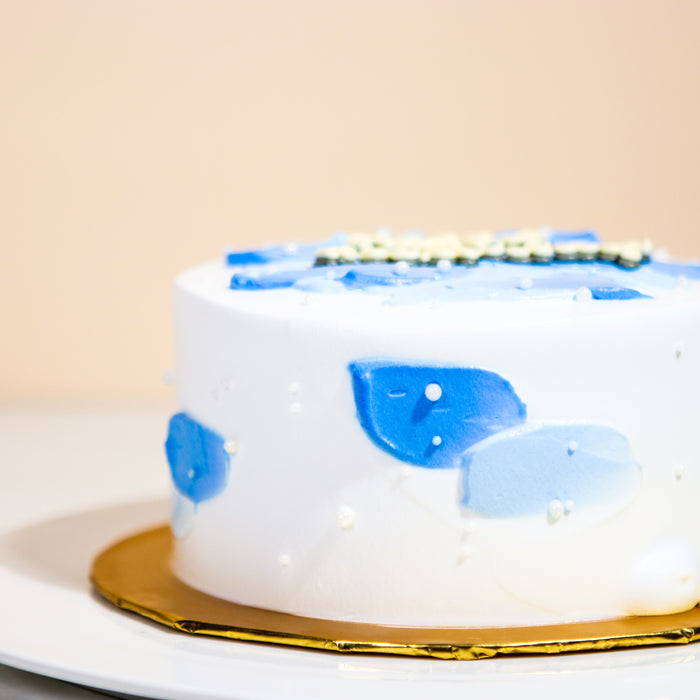 Korean Minimalist Blue Palette Cake 6 inch - Cake Together - Online Birthday Cake Delivery