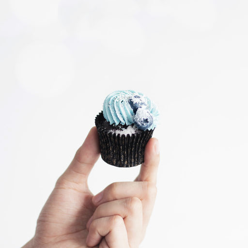 Chocolate cupcake filled with blueberry pie jam