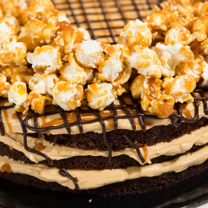Salted Caramel Chocolate Drizzle Popcorn Cake 9 Inch