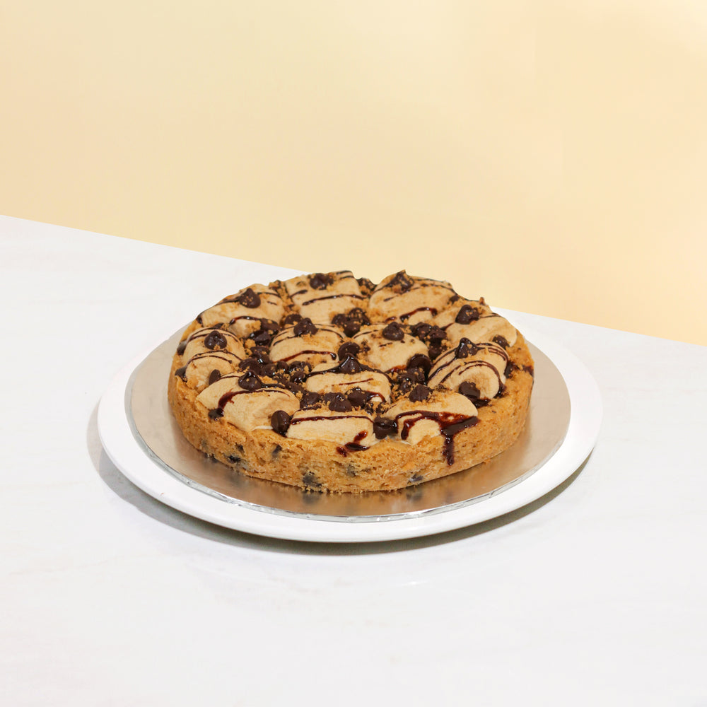 Giant cookie with S'mores marshmallow topping with chocolate chips