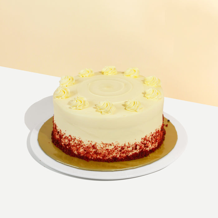Red dutch processed cocoa and buttermilk cake with cream cheese frosting