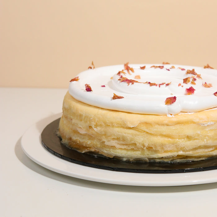 Lychee Rose Mille Crepe Cake 8 inch - Cake Together - Online Birthday Cake Delivery