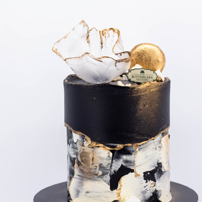 Monochrome Faultline 4 inch - Cake Together - Online Birthday Cake Delivery