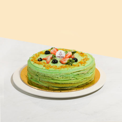 Matcha strawberry crepe cake